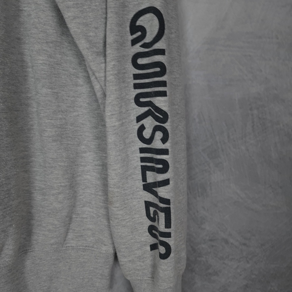 Quiksilver Hoodie Mens Large Gray Pullover Surf Graphic Logo Skate Streetwear - Picture 11 of 16